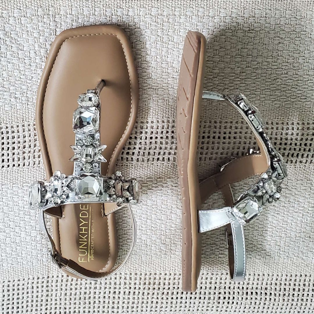 DREAM Flats - Silver Embellished Sandals