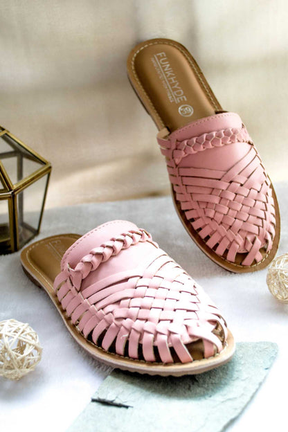 Amurra Baby Pink Huarache Mules - Funkhyde India