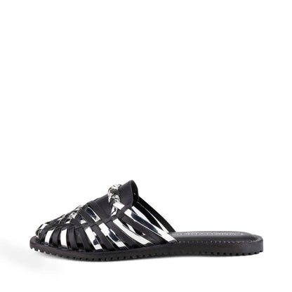 Amurra Black Silver Huarache Mules - Funkhyde India