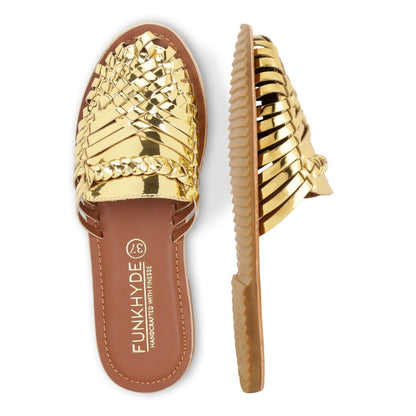 Amurra Gold Huarache Mules - Funkhyde India