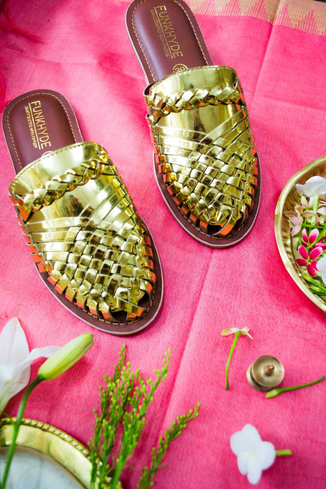 Amurra Gold Huarache Mules - Funkhyde India