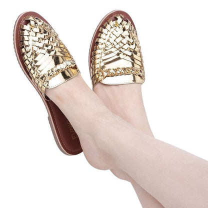 Amurra Light Gold Huarache Mules - Funkhyde India