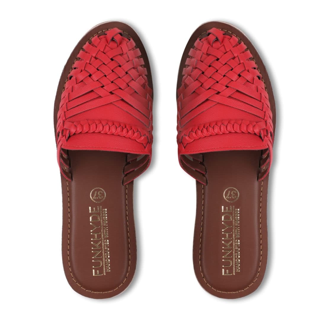 Amurra Red Huarache Mules - Funkhyde India