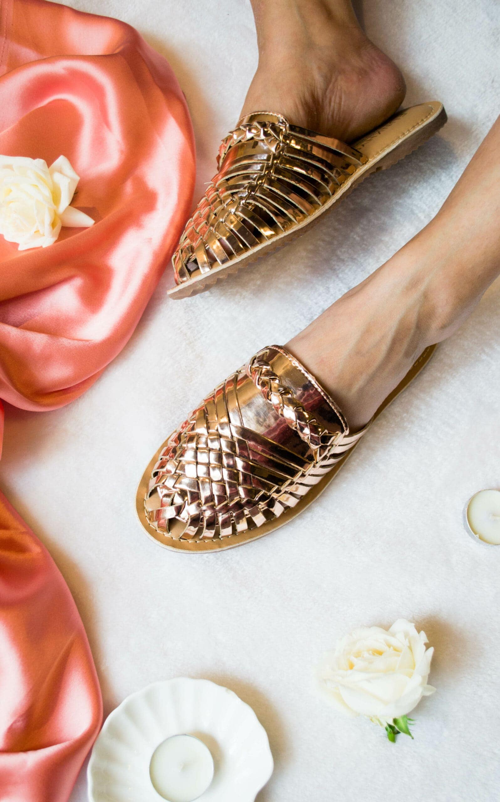 Amurra Rose Gold Huarache Mules - Funkhyde India