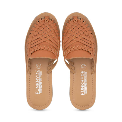 Amurra Tan Huarache Mules - Funkhyde India