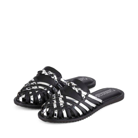 [ Flats ] Amurra Black Silver