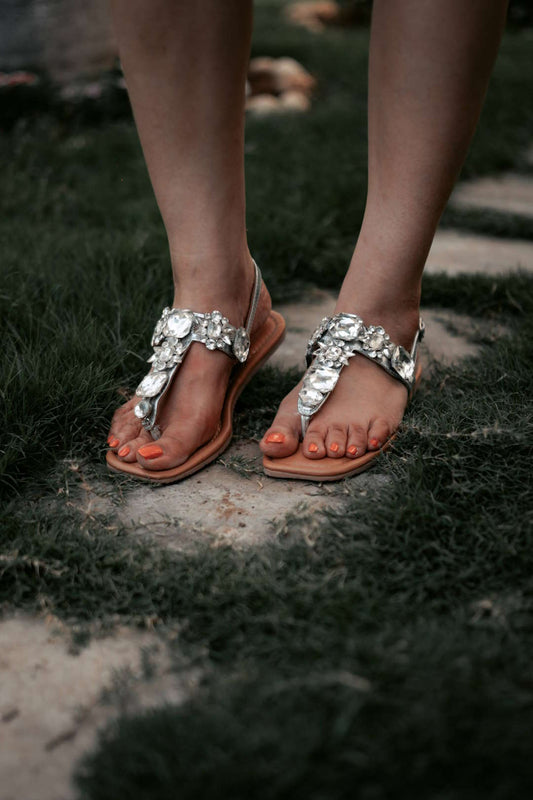 DREAM Flats - Silver Embellished Sandals