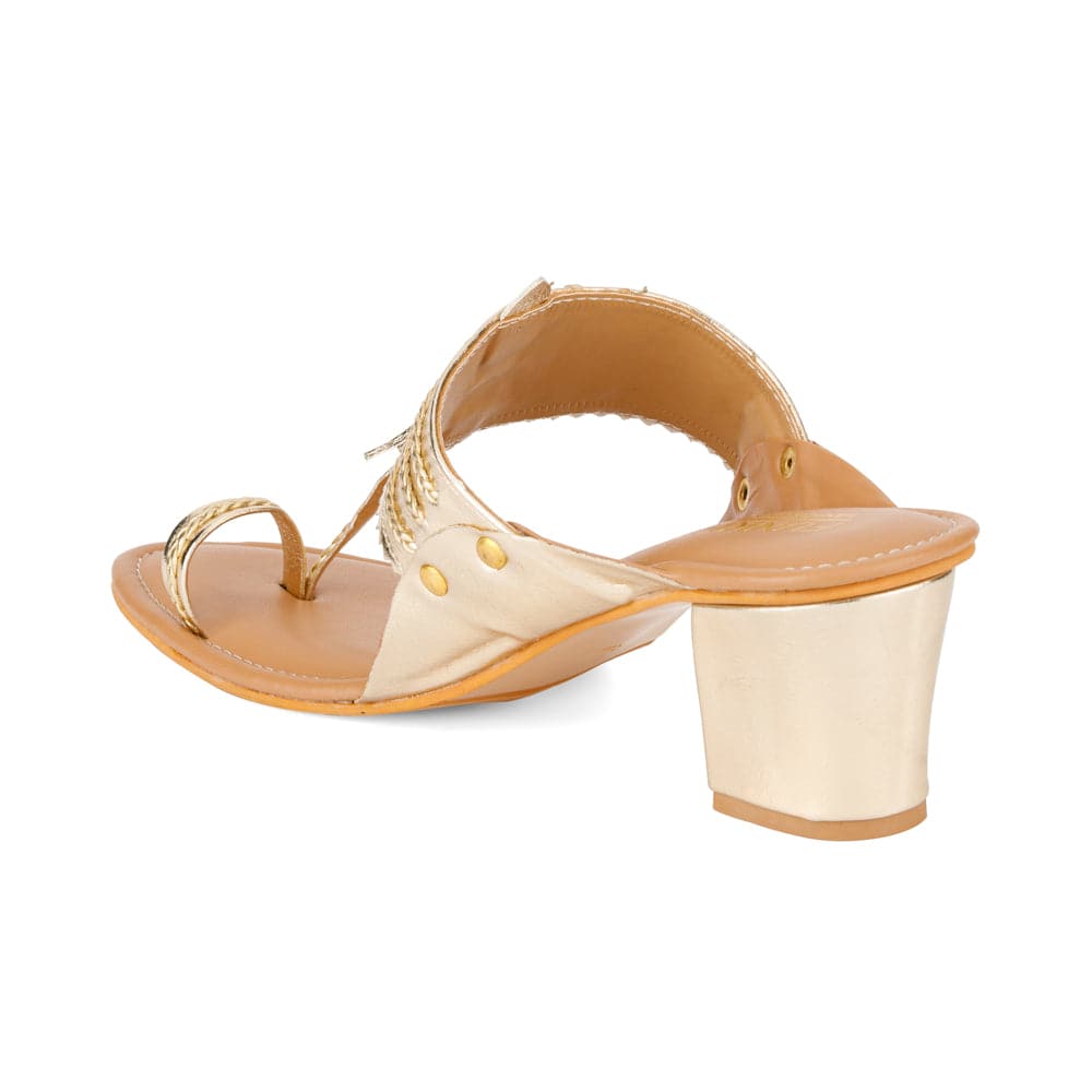 Makri Gold Kolhapuri Heels - Funkhyde India