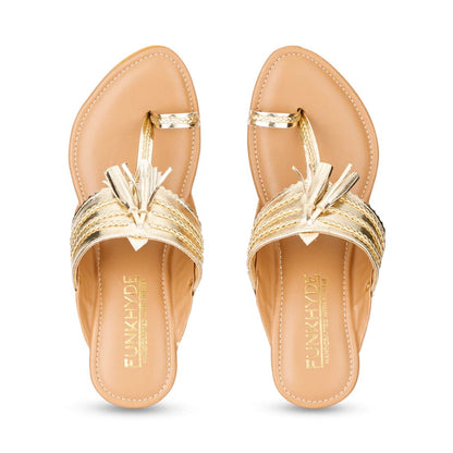 Makri Gold Kolhapuri Heels - Funkhyde India