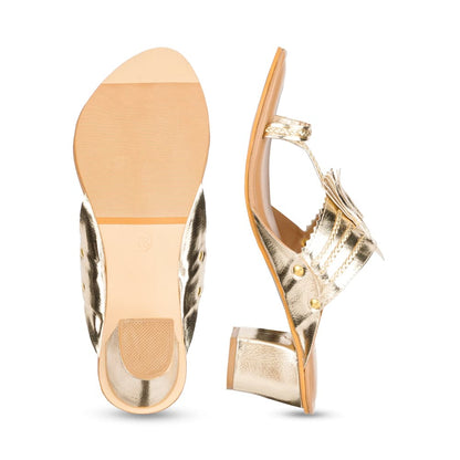 Makri Gold Kolhapuri Heels - Funkhyde India