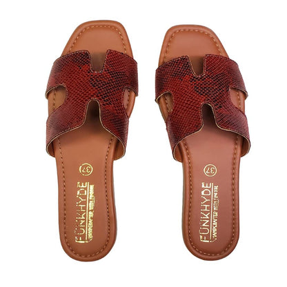 Mayna Red Snake Slipons