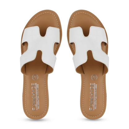 Mayna White Textured Slipons - Funkhyde India