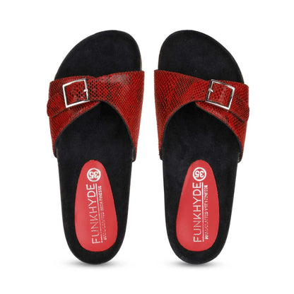 Navi Red Snake Comfort Slipons - Funkhyde India