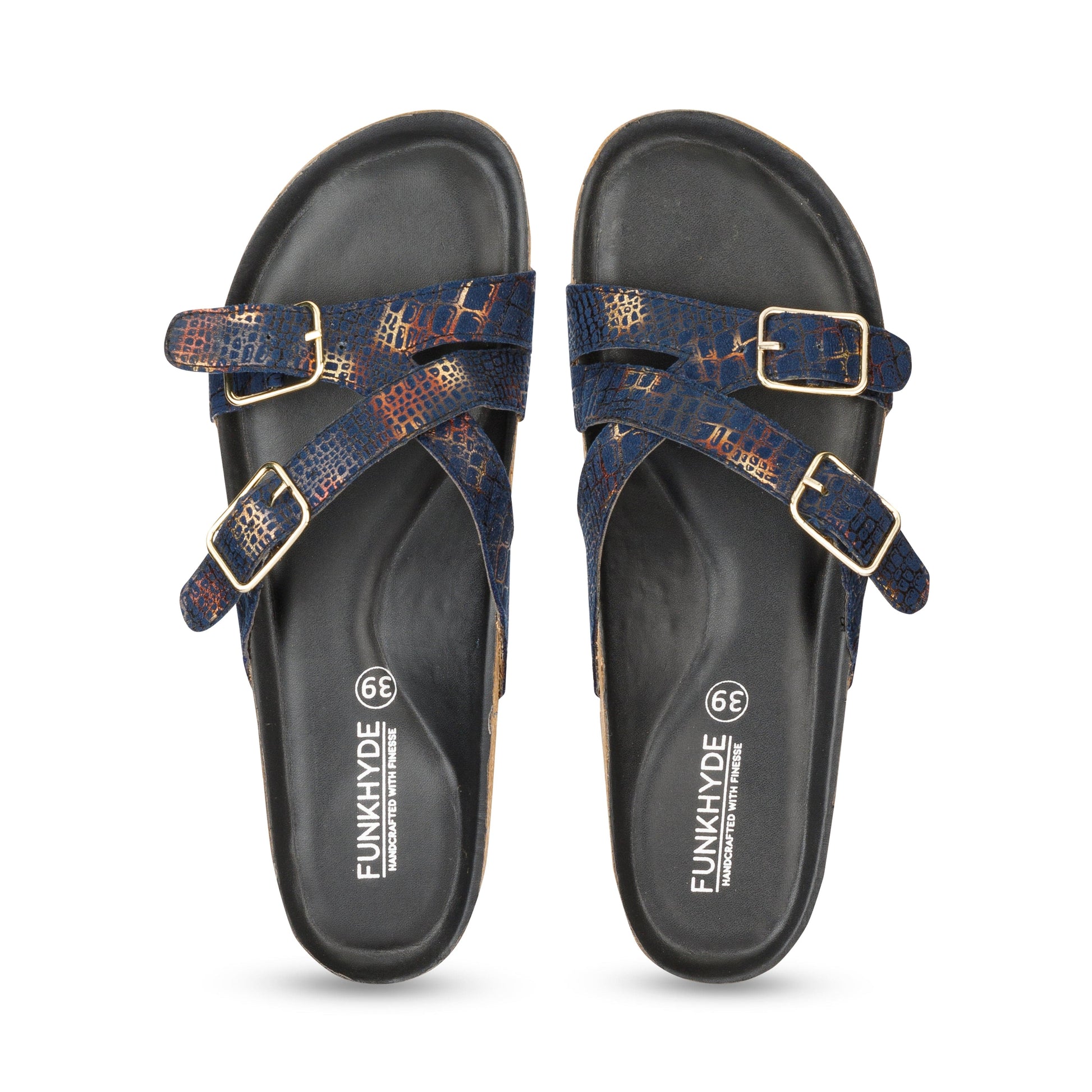 Poirou Navy Shimmer Comfort Slipons - Funkhyde India