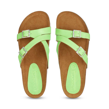 Poirou Neon Green Comfort Slipons - Funkhyde India