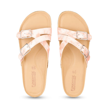 Poirou Peach Shimmer Comfort Slipons - Funkhyde India