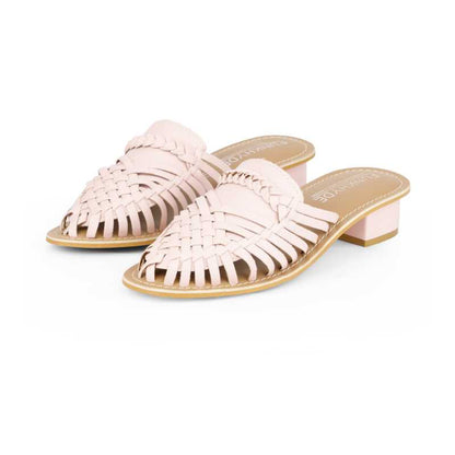 Samurra Baby Pink Heeled Huarache Mules - 1.5" Heels - Funkhyde India