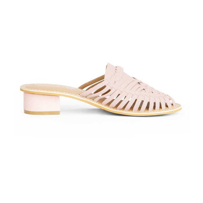 Samurra Baby Pink Heeled Huarache Mules - 1.5" Heels - Funkhyde India