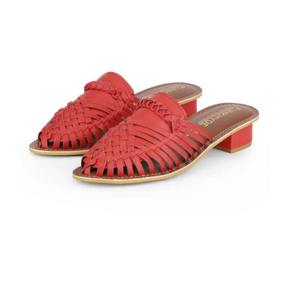 Samurra Red Heeled Huarache Mules - 1.5" Heels - Funkhyde India